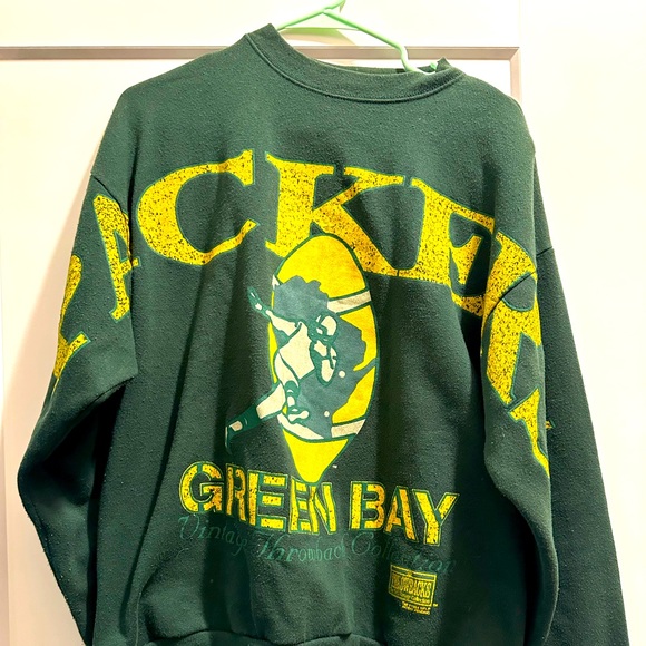 Vintage RARE Green Bay Packers Spellout Crewneck Sweatshirt - Picture 1 of 4